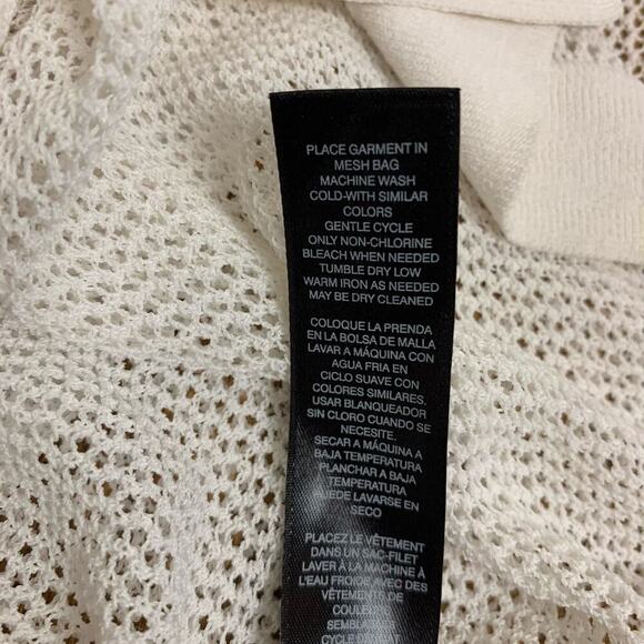 Chicos Travelers Sheer White Mesh Lace-Up Back Cardigan Size 12P - Picture 7 of 11